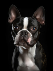 Fototapeta premium Boston Terrier Dog Studio Shot Isolated on Clear Background, Generative AI