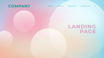 Landing page. Futuristic abstract background with defocused circles and soft blurred gradient for website graphic design. Vector illustration.