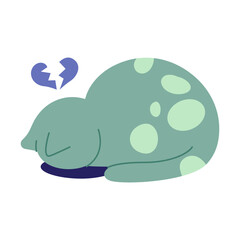 Broken heart cat cartoon clipart