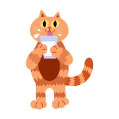 Cat drinking milk cartoon clipart