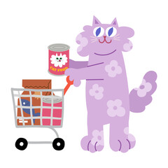 Cat shopping cartoon clipart