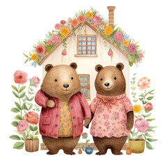watercolor Boho Teddy bear clipart, Hippie Teddy bear Png, floral cute bear, flower bear, spring teddy, hight quality, digital download