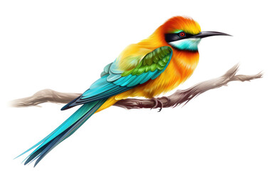 Bee-eater with Long Tail On Isolated Background