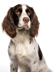 English Springer Spaniel Dog Studio Shot Isolated on Clear Background, Generative AI