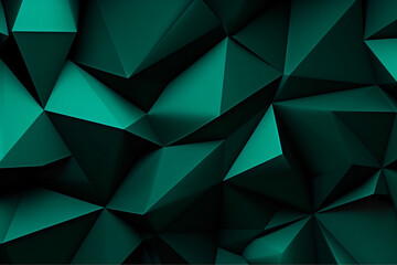 3D Abstract green cubes and triangles texture, geometric pattern background wallpaper