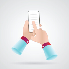 3D Holding phone in two hands Vector