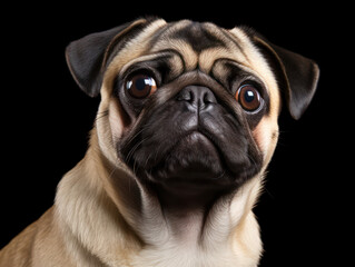 Obraz premium Pug Dog Studio Shot Isolated on Clear Background, Generative AI