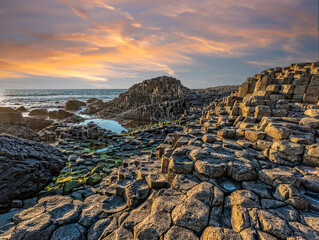 Irland Küste Basaltsäulen von Giant Couseway