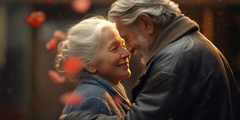 Obraz premium That capture tender moments couples hug of closeness, whether through an affectionate gaze, a gentle touch, or an embrace, convey the emotional bond between partners long time.