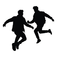 Fototapeta na wymiar silhouette of jumping people