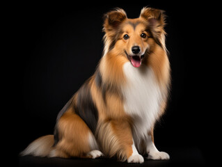 Fototapeta premium Sheltie Dog Studio Shot Isolated on Clear Background, Generative AI