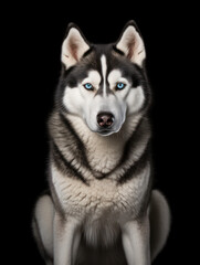 Siberian Husky Dog Studio Shot Isolated on Clear Background, Generative AI