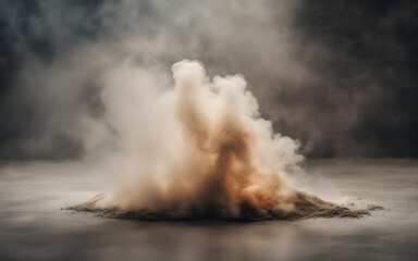 Photograph of smoke on a cement floor with defocused fog