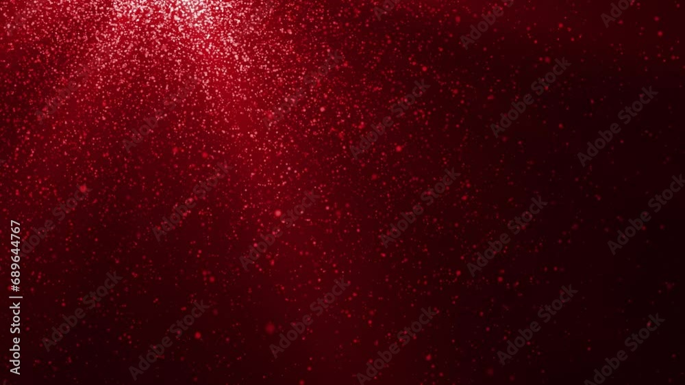 Wall mural looped animated abstract background of red light rays and falling particles