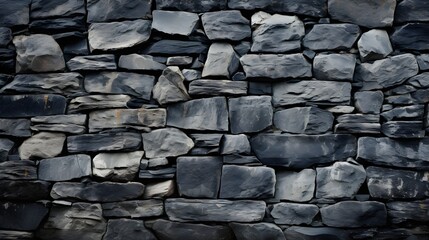 Fototapeta premium Black Brick Wall of Dark Stone Texture Background. Generative AI