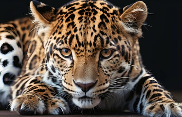 Naklejka premium Jaguar Leopard family, cubs, love, photographic image with animals perfect for wall decoration