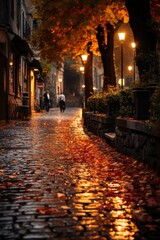 Fototapeta na wymiar Charming cobblestone streets of Rome, Generative AI