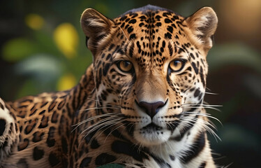 Jaguar Leopard family, cubs, love, photographic image with animals perfect for wall decoration . Ai Generative