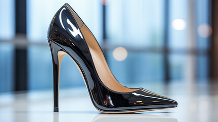 a black high heeled shoe
