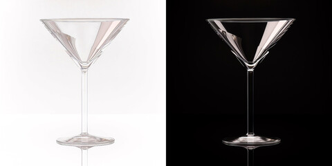 Translucent Elegance: Empty Martini Glass Illustration Isolated on Transparent Background for Versatile Design Use