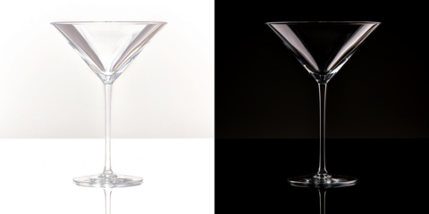 Translucent Elegance: Empty Martini Glass Illustration Isolated on Transparent Background for Versatile Design Use