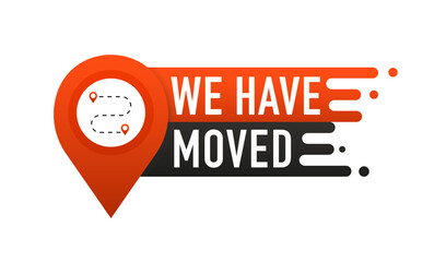 We are moving from one address to another address - minimalistic flyer template with place for new company office shop location address. New address after relocation. Vector illustration