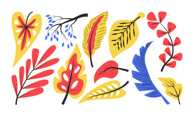 Obraz premium Collection of modern and minimalist style flat Floral Elements.