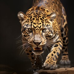 a leopard with a black background