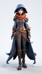 Fototapeta premium 3d female warrior and wizard game character design on isolated white background for game mobile game 