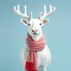 a white deer with a scarf