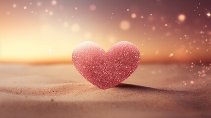 Sprinkled sand heart , happy valentine's day - abstract romantic background banner
