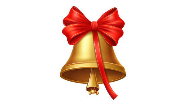bells with red ribbon isolated on transparent background cutout