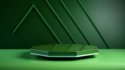 Ribbed acrylic plate and hexagon on green background