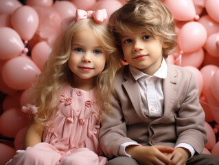 Cute boy and girl. the concept for Valentine's Day