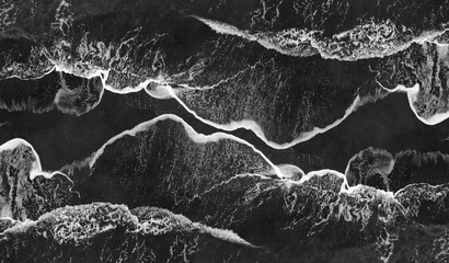 beach from above - Drone veiw of a beach in Israel - artistic black and white
