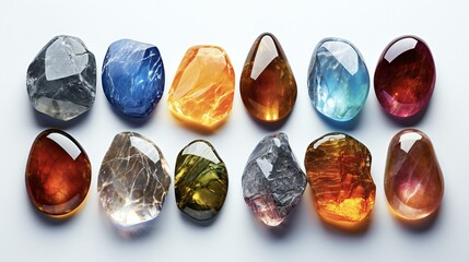 set of different colored luxarious stone in white background