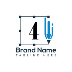 Education Logo On Letter 4 Template. Initial Educational Sign Concept Template	
