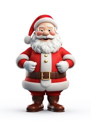 Obraz premium 3D Santa claus character , white background with generative ai 