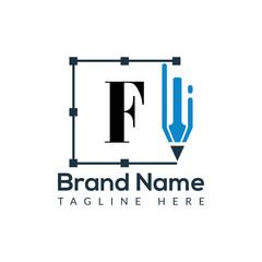 Education Logo On Letter F Template. Initial Educational Sign Concept Template	