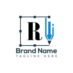 Education Logo On Letter R Template. Initial Educational Sign Concept Template	