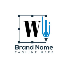 Education Logo On Letter W Template. Initial Educational Sign Concept Template	
