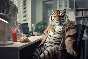  funny work weekdays in the office. Stupid boss in the office stupid office workers. tiger office worker © arhendrix