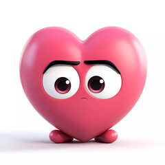 Fototapeta premium Heart Character Isolated on White Background. 3d style illustration.