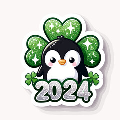 cute penguin wishes happy new year 2024