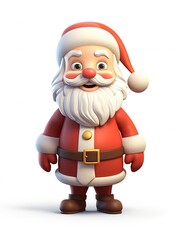 Obraz premium 3D Santa claus character , white background with generative ai 