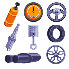 set of icons for car