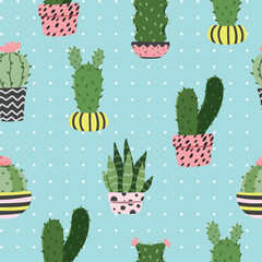 Set of cute cactus with colorful. Vector illustration.