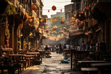 Fototapeta na wymiar Bustling market streets in the heart of Baghdad, Generative AI