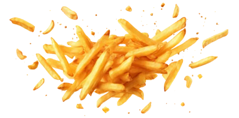 Foto op Plexiglas Flying delicious potato fries, cut out © Yeti Studio