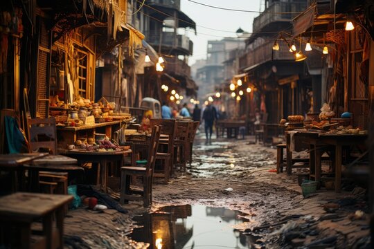 Bustling market streets in the heart of Baghdad, Generative AI
